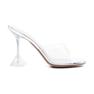 Amina Muaddi Heeled Mules, female, Gray, Size: 10 US Lupita Mules