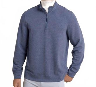 Southern Tide Whyche Interlock Heather Quarter Zip Top In Dress Blue