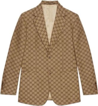 Gucci GG Supreme Linen Formal Jacket Beige Ebony 742607-ZAM7G-2580