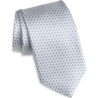 David Donahue Neat Silk Tie in Gray at Nordstrom