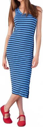 Sundry Stripe Bodycon With Snap Midi Dress In Azure