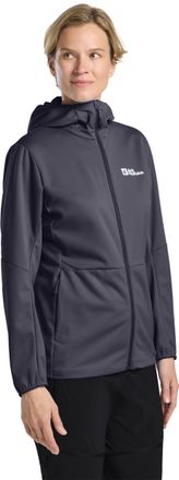 Jack Wolfskin Softshelljacke JACK WOLFSKIN FELDBERG HOODY W, Damen, Gr. XXL, grau (graphite), Obermaterial: 100% Polyester, Jacken Softshelljacke, f&uuml;r Wandern und T