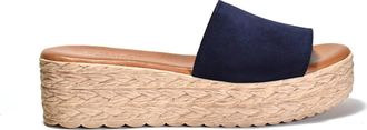 Cordani Womens Bizzy Platform Wedge Slide Sandal In Navy Suede