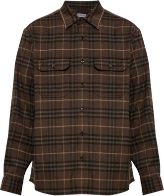 Burberry Wol T-shirt Cadoc - Heren - Casual Overhemden - Bruin - S - Wol - Overhemden