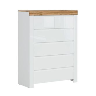 Petits Meubles C&oacute;moda 6 cajones tableros de aglomerado laminados blanco y madera