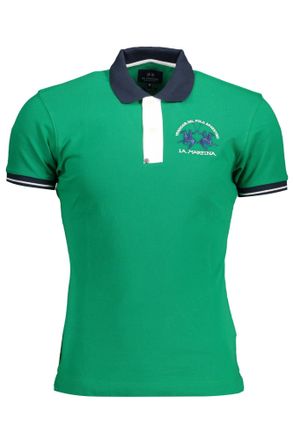 La Martina Green Cotton Men Polo Mens Shirt