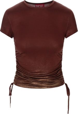 Diesel Bruine Top met Acetaat en Elastaan - Dames - T-shirts - Bruin - M - Tops