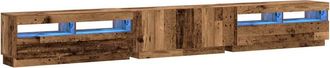 Berkfield Home TV Cabinet with LED Lights Old Wood 300x35x40 cm Engineered Wood in Brown | Size: 300 x 35 x 40 cm