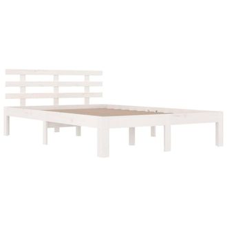 Berkfield Home Beautiful Bed Frame White Solid Wood 140x190 cm