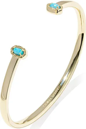 Kendra Scott Mini Elton Lab Created Opal Cuff Bracelet in Gold Blue Lab Grown Opal at Nordstrom, Size Small