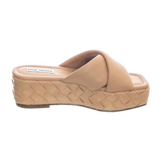 Steve Madden Cross-Strap leren sandaal - Dames - Sleehakken - Roze - 38 1/2 EU - Leer - Schoenen