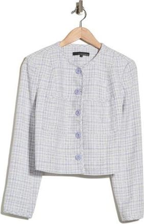 Amanda + Chelsea Patch Pocket Crop Boucl&eacute; Jacket in Blue/White at Nordstrom Rack, Size X-Large