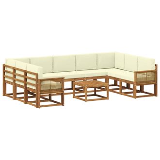 vidaXL Conjunto De Sof&aacute;s De Exterior Con Coj&iacute;n 10 Pcs Natural Y Crema Vidaxl