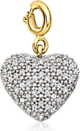 Ross-Simons Diamond Heart Charm in 18kt Gold Over Sterling
