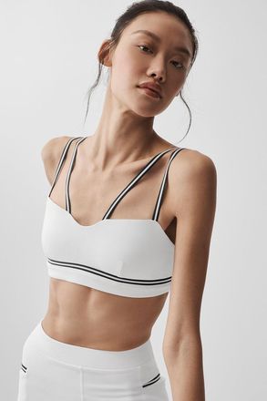 Alo | Airbrush Fast Track Bra in White/Black, Size: Medium