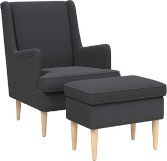 vidaXL Sill&oacute;n Con Pouf 2 Uds. Gris Oscuro Boucl&eacute; Vidaxl