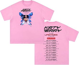 Generic Katy Perry The Lifetimes Tour 2025 T-Shirt Crewneck Short Sleeve Cotton Tee Men Women Streetwear Tops (Pink,S)