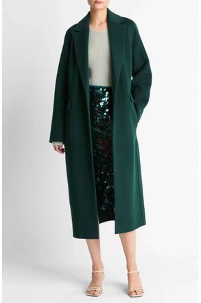 Vince Wool Blend Coat In Green