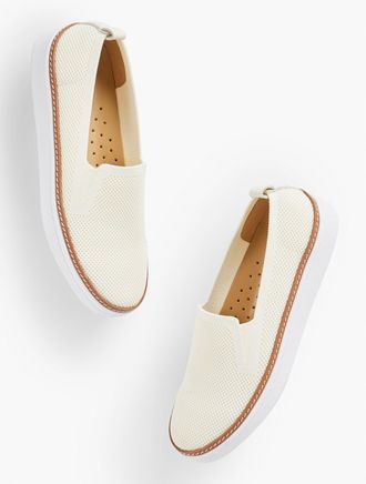 Talbots Brittany Knit Slip-On Sneakers - Ivory - 8M Talbots
