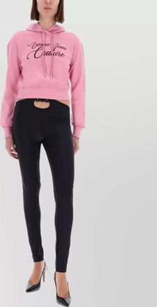 Versace Jeans Couture hooded cropped knitwear ribbed cuffs