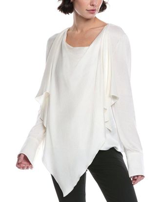 Oscar De La Renta Oscar De La Renta Drape Detail Silk Blouse