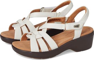 Clarks Tuleah Cross Womens Sandals Cream Leather : 9.5 B - Medium