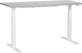 Beliani Beliani - Escritorio De Altura Regulable El&eacute;ctrico Oficina Moderna Patas Cuadradas 160 X 72 Cm Tablero Gris Soporte De Acero Blanco Destines