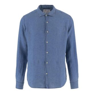 MC2 Saint Barth Classic Pamplona Linnen Overhemd - Heren - Casual Overhemden - Blauw - L - Linnen - Overhemden