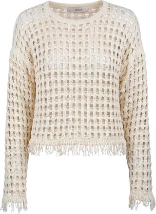 Jucca Ronde hals gebreide kleding - Dames - Ronde hals truien - Beige - L - Katoen - Truien & Vesten