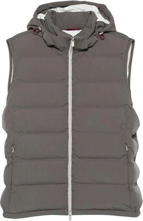 Brunello Cucinelli Gewatteerd Vest - Heren - Bodywarmers - Grijs - S - Jassen