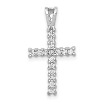 Diamond2Deal 10K White Gold 1/4ct. Diamond Latin Cross Pendant