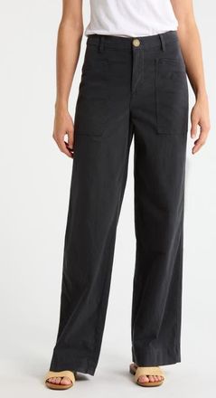 Frank & Eileen Limerick Pocket Wide Leg Pants in Washed Black at Nordstrom, Size 14