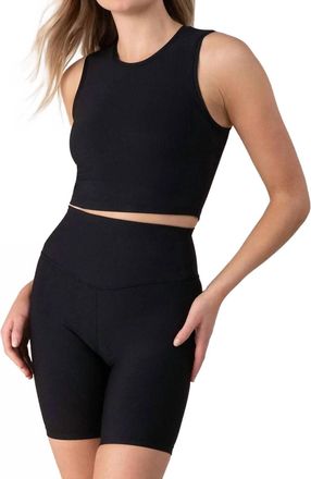 Bloch Ribbed Scoop Crop Tank Top In Ebony