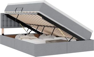 vidaXL Storage Bed with Mattress with Mattress Light Grey 140 x 190 cm vidaXL