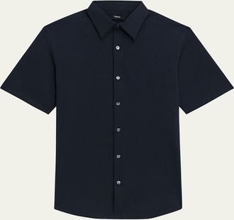 Theory Mens Irving Short Sleeve Shirt in Structure Knit