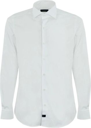 Fay Shirt With Stretch French Collar - Heren - Zakelijke Overhemden - Wit - 2XL - Katoen - Overhemden