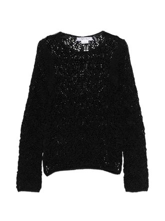 Comme Comme Womens Open-Knit Crewneck Sweater
