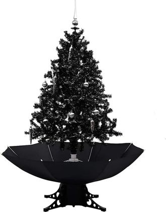 vidaXL Vidaxl - Rbol De Navidad Con Nieve Y Base De Paraguas Pvc Negro 140cm