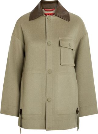 Max & Co. Leather-trim Wool Jacket - Green - M (UK12 / M)