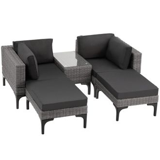 TecTake Conjunto de rat&aacute;n con estructura de aluminio, gris