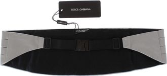 Dolce & Gabbana Mens Silver Wide Belt Silk Cummerbund