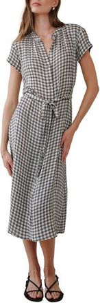 Bella Dahl Gingham Tie Belt Maxi Shirtdress in Ivory Check Plaid at Nordstrom, Size Medium
