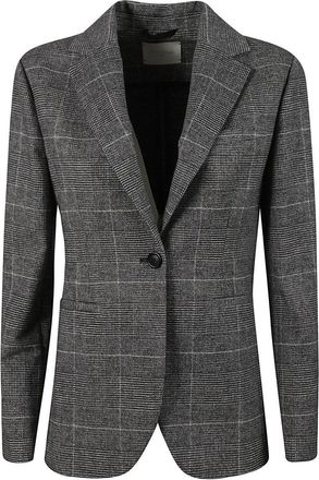 Circolo 1901 Tailored Check Blazer With Notched Lapel And Button Closure