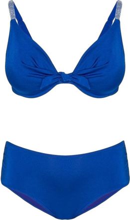Fiorella Rubino Bikini met Strik en Kristal - Dames - Bikinis - Blauw - M - Polyester - Badmode