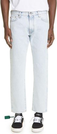Off-white Mens Diagonal Stripe Slim Fit Jeans in Bleach Blue at Nordstrom Rack, Size 32