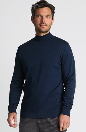 Lands End Cotton Supima Mock Turtleneck in Radiant Navy at Nordstrom, Size Xx-Large