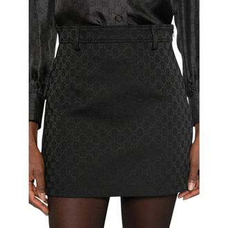 Gucci GG Katoenmix Minirok - Dames - Korte rokken - Zwart - M - Katoen - Rokken