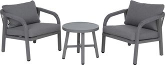 Hhg [nunca Usado] Conjunto De Sal&oacute;n De Aluminio Hhg-112, Conjunto De Jard&iacute;n Y Balc&oacute;n Con Sillas Y Mesa, Tejido (220 G/m&sup2;), Gris Claro