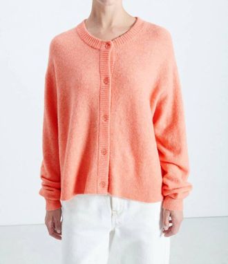 American Vintage Damsville Crewneck Cardigan In Goyave Melange