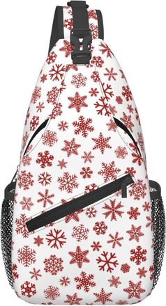 Generic Christmas Red Snowflakes White Sling Bag Trendy Cross Body Bag Breathable Daypack For Shopping Men Women